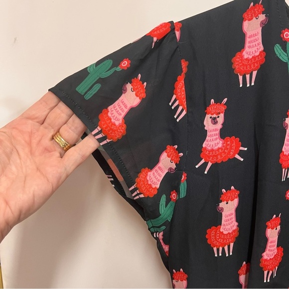 Paper Plane London llama print dress with attached belt size small/medium - Picture 6 of 15